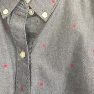 Gap Fitted Boyfriend Shirt - Polka Dots - Size Sm